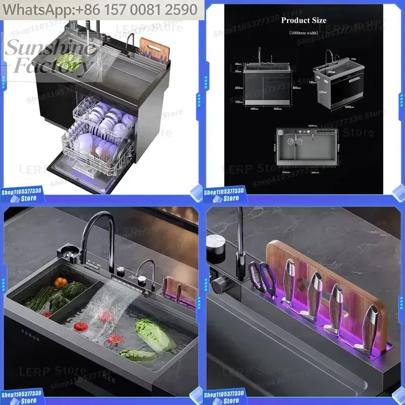 Ultrasonic Dishwasher Sink Integrated - 1m Mesin Pencuci Piring Ultrasonik Terintegrasi